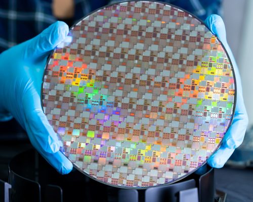 Silicon wafer for manufacturing semiconductor of integrated circuit.